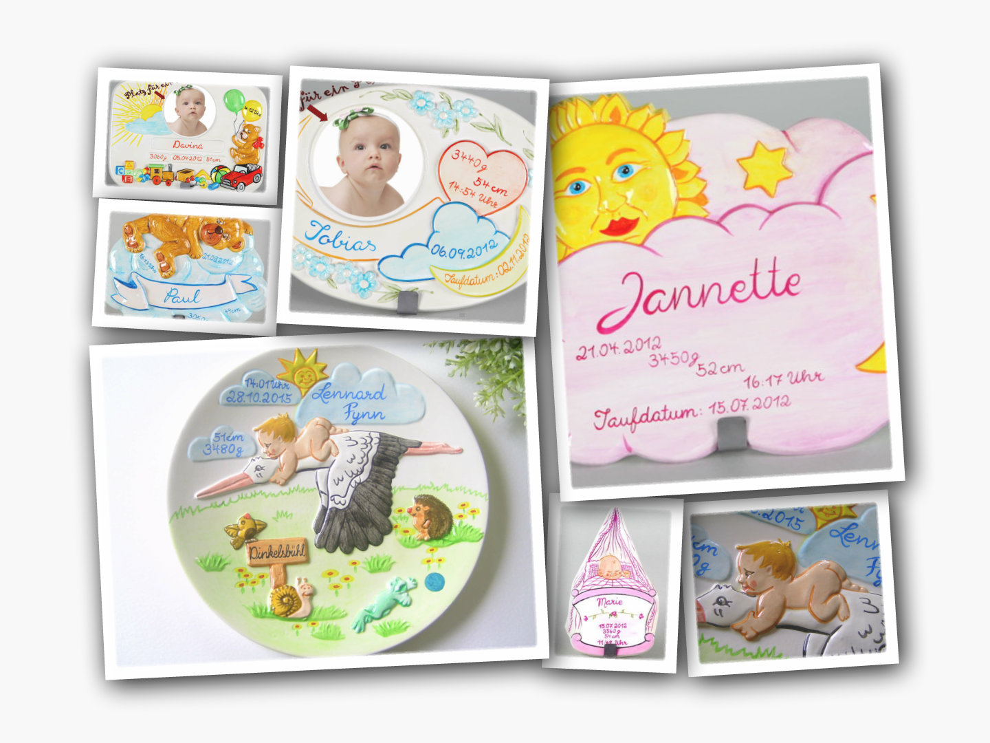 Collage Geburtsteller
